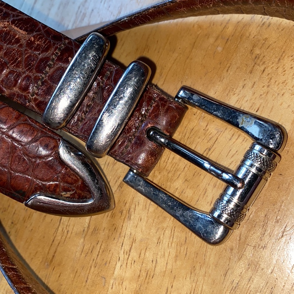 Belt Brown color Martin Dingman brand Alligator-Grain Leather Size 38 pre-owned - Picture 2 of 15